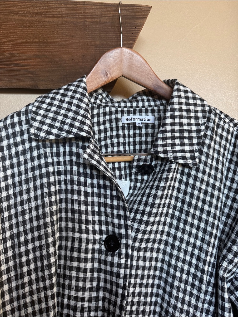 Reformation Black and White Gingham Trench Coat